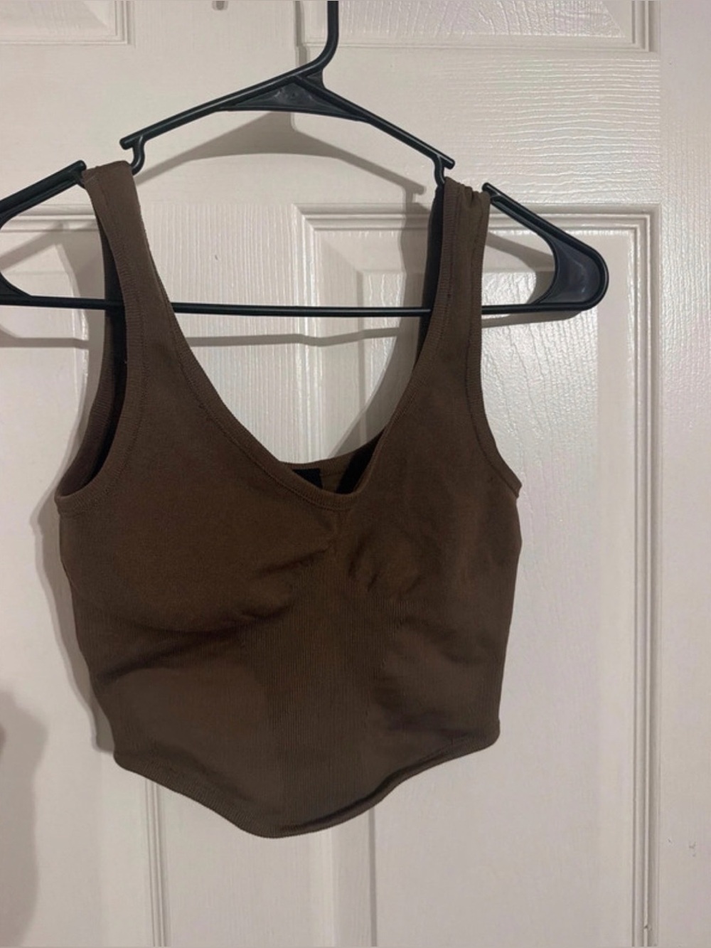 Windsor Brown Ribbed V-Neck Crop Top